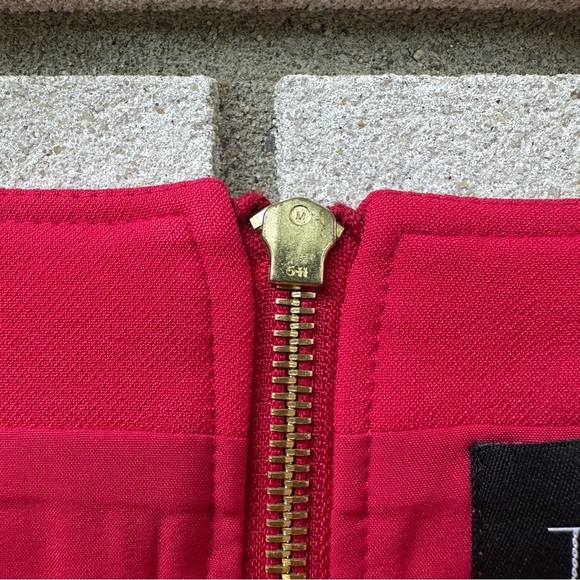 Toccin NY Colorblock V-Neck Sheath Dress Fuchsia Orange Sz 8 Repairable Sleeves - Picture 3 of 11